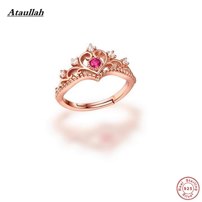 18K 925 Sterling Silver Tourmaline Rings for Women Hot Sell Sterling-Silver-Jewelry Crown Adjustable Ring 925 RWD821