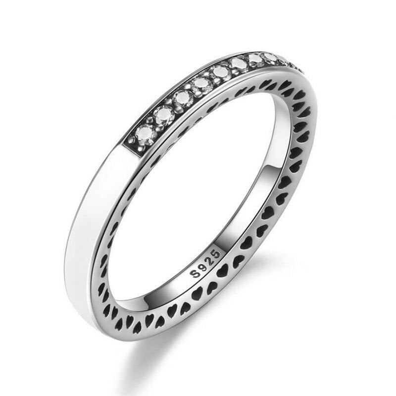 7Colors Solid Silver Ring Heart 925 Sterling Silver Fashion Jewelry Engagement Rings for Women Size 6,7,8,9 RWD877