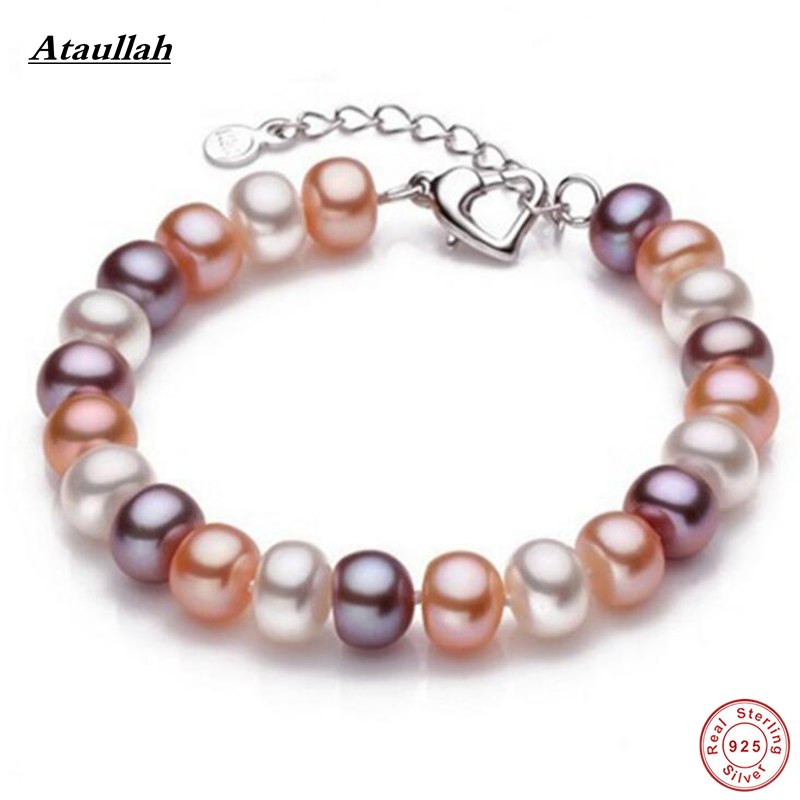 8-9MM Natural 925 Sterling Silver Bracelets for Women Wedding Engagement Gift Charm Bracelets Jewelry BSW450