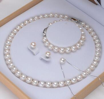 9-10MM Natural Pearls Maxi Statement Necklace +Bracelet+Earring Jewelry for Women Collier Colar NFP003