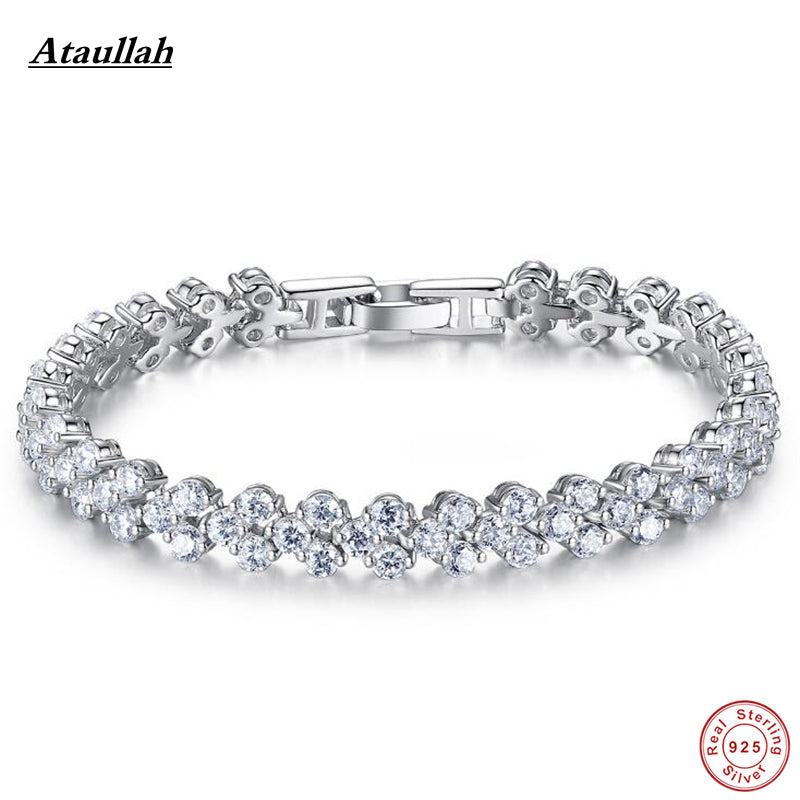 AAAA Zircon 925 Sterling Silver Bangles & Bracelets Super Shiny Bracelets for Women Fine Jewelry SSB012