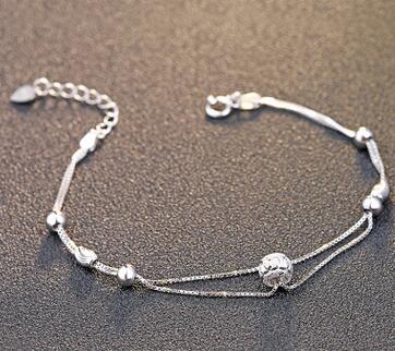 Brand 7Styles Stars Ball Cube Real 925 Silver Chain & Link Bracelets for Women Fine Sterling-Silver-Jewelry SSB002-1