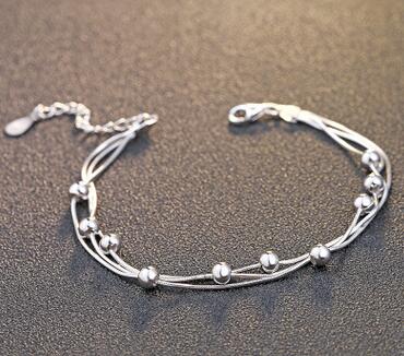 Brand 7Styles Stars Ball Cube Real 925 Silver Chain & Link Bracelets for Women Fine Sterling-Silver-Jewelry SSB002-1