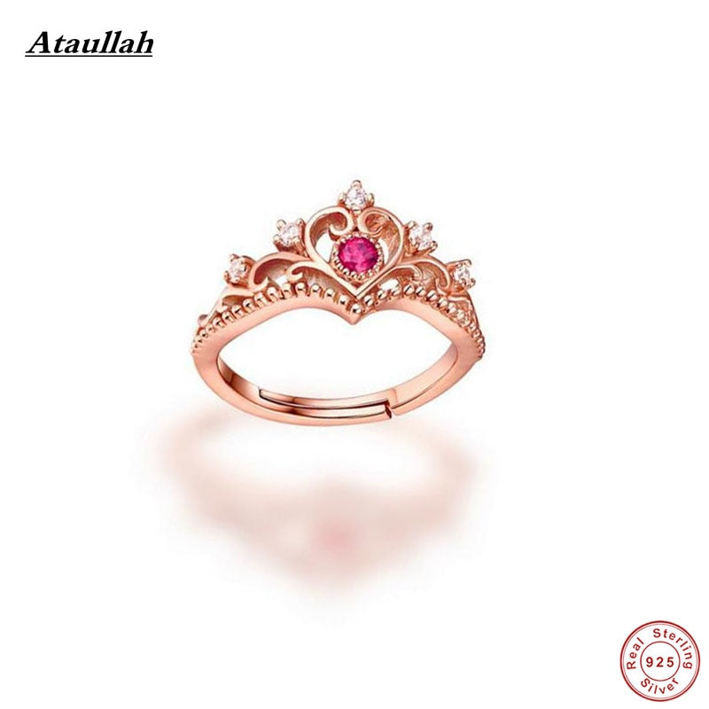 Luxury Crown Tourmaline Natural Stone 925 Sterling Silver Women Rings Sterling-Silver-Jewelry Adjustable Size RWD832