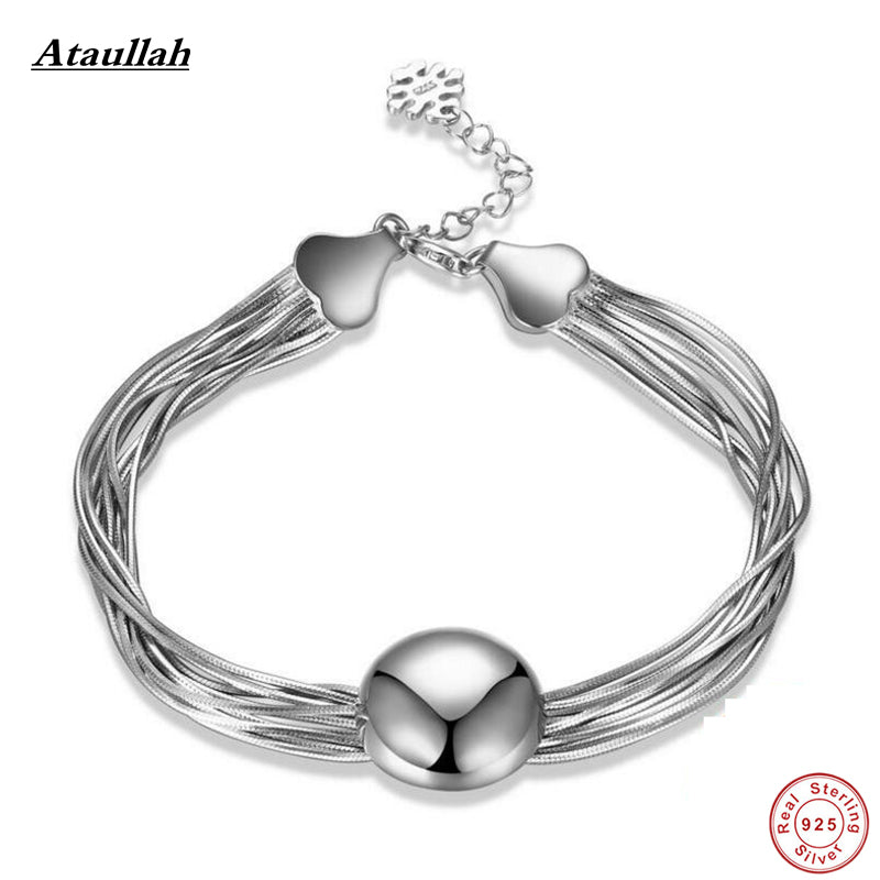 Natural 11.8g Pure Solid 925 Silver Bracelets & Cuff for Women Sterling Silver Jewelry Charm Bracelet BSW454