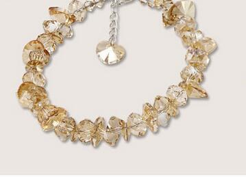 Natural Austrian Crystal Candy Color Bracelets for Women Sterling-Silver-Jewelry Heart of Ocean Bracelet BSW502