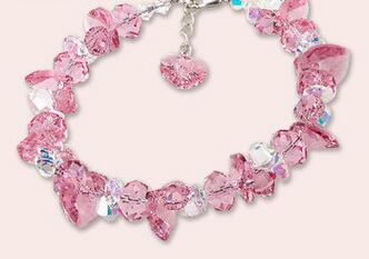 Natural Austrian Crystal Candy Color Bracelets for Women Sterling-Silver-Jewelry Heart of Ocean Bracelet BSW502