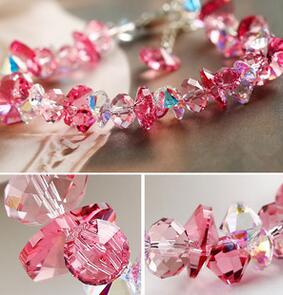 Natural Austrian Crystal Candy Color Bracelets for Women Sterling-Silver-Jewelry Heart of Ocean Bracelet BSW502