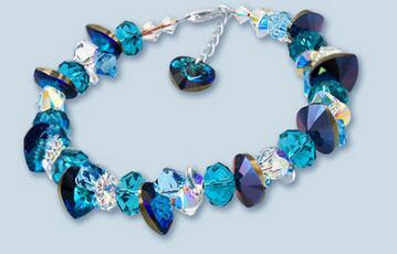 Natural Austrian Crystal Candy Color Bracelets for Women Sterling-Silver-Jewelry Heart of Ocean Bracelet BSW502
