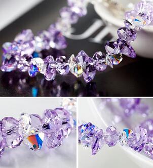 Natural Austrian Crystal Candy Color Bracelets for Women Sterling-Silver-Jewelry Heart of Ocean Bracelet BSW502