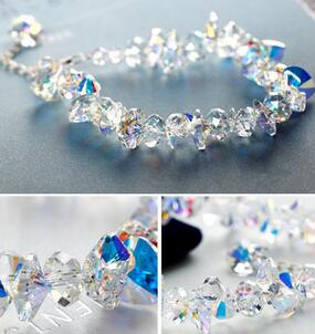 Natural Austrian Crystal Candy Color Bracelets for Women Sterling-Silver-Jewelry Heart of Ocean Bracelet BSW502