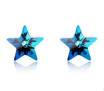Natural Crystal Stars 925 Sterling Silver Stud Earrings for Women Sterling-Silver-Jewelry Multicolor Earrings SSE003