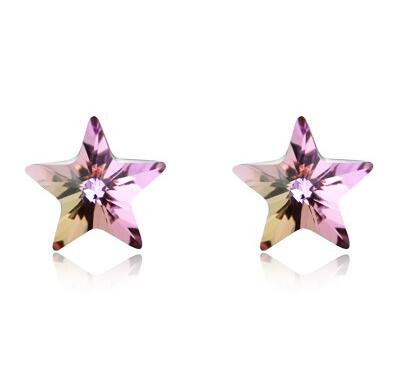 Natural Crystal Stars 925 Sterling Silver Stud Earrings for Women Sterling-Silver-Jewelry Multicolor Earrings SSE003