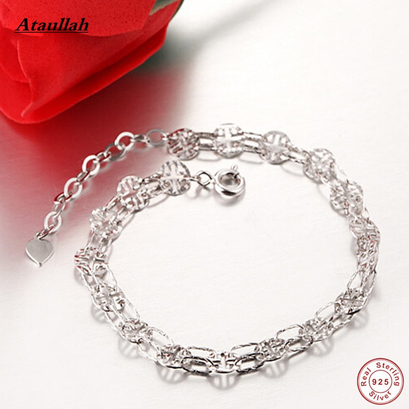 New Coin Round Hollow 925 Sterling Silver Jewelry Fashion Silver Bracelet Fine Jewelry Chain & Link Bracelets BSW310