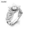 New Design Rose Flower Engagement Ring Female Creative Tree Leaves Branches Ring For Woman Fashion Jewelry RWD7-010
