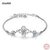 Not Allergic 925 Sterling Silver Clover Bangles & Bracelets Super Shiny Bracelets for Women Fine Jewelry SSB013