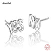 Party Letter Heart Love Women 925 Silver Stud Earrings Fashion Earrings for Women Fine Silver 925 Jewelry EWC011-1