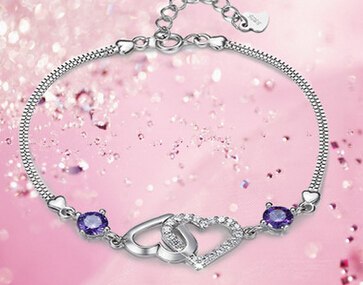 Real Natural Amethyst 925 Sterling Silver Chain & Link Bracelets For Women Sterling Silver Fine Jewelry BSW313-F