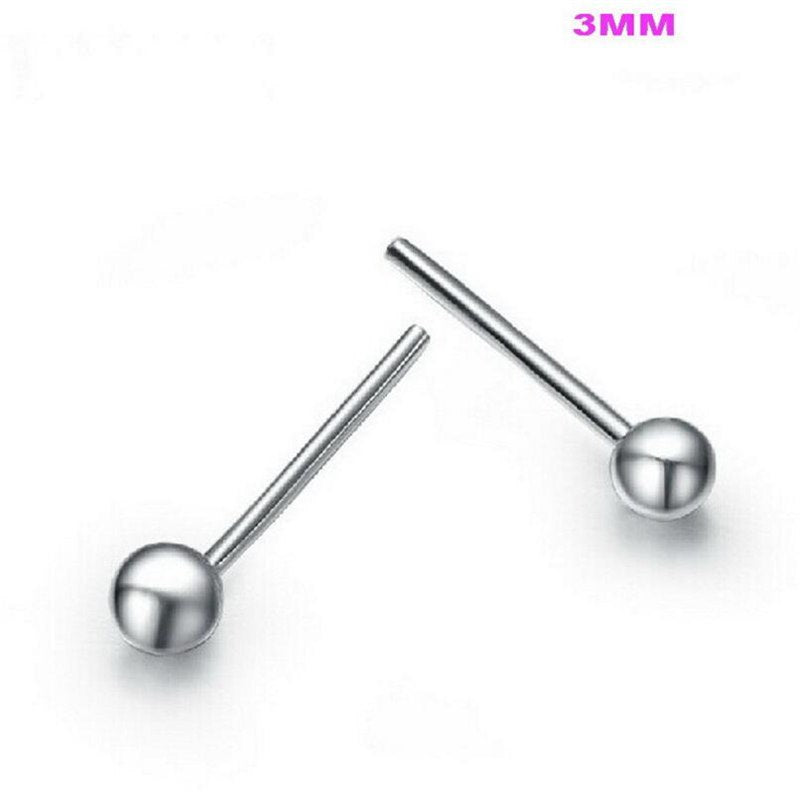 Simple Ball Bead 925 Sterling Silver Fashion Stud Earrings for Women Fine Silver Jewelry Size 3MM EWS423