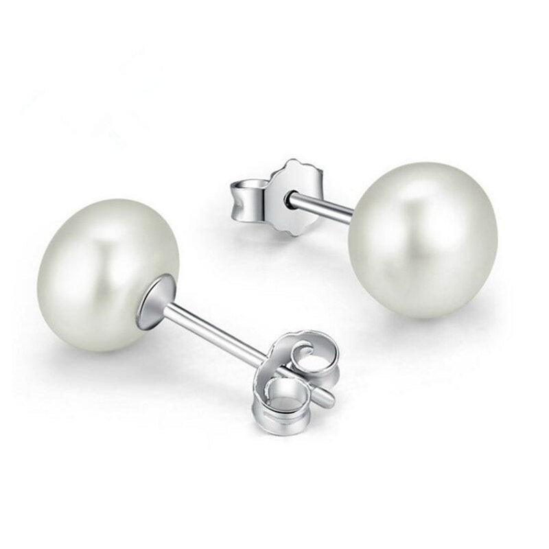 Simple Natural Peals 925 Sterling Silver Fashion Stud Earrings for Women Fine 6-7mm Pearls Jewelry Earrings EWS426