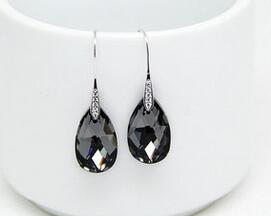 Trendy Blue Natural Crystal 100% Real 925 Sterling Silver Earrings for Women Jewelry Luxury Water Drop Earrings EWS410