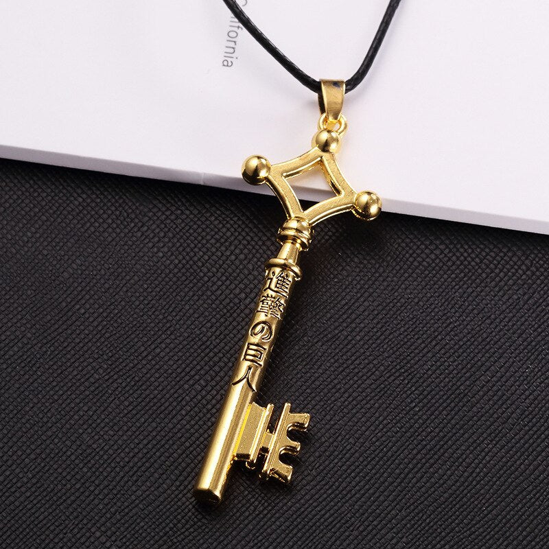 Attack On Titan Necklace Eren Key Shingeki No Kyojin Pendant Vintage Retro Anime Jewelry For Men Cosplay