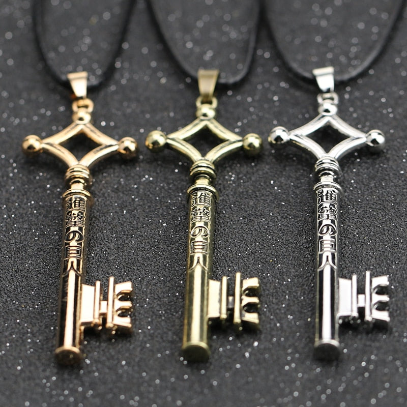 Attack On Titan Necklace Eren Key Shingeki No Kyojin Pendant  Vintage Retro Anime Jewelry For Men Cosplay