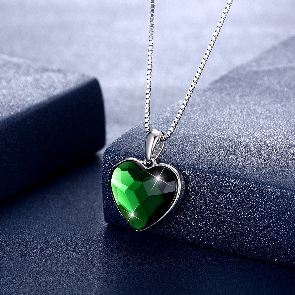 Austria Elements Crystal Ornaments for Women European and American Fashion Style Sterling Silver 925 Love Heart Pendant Jewelry