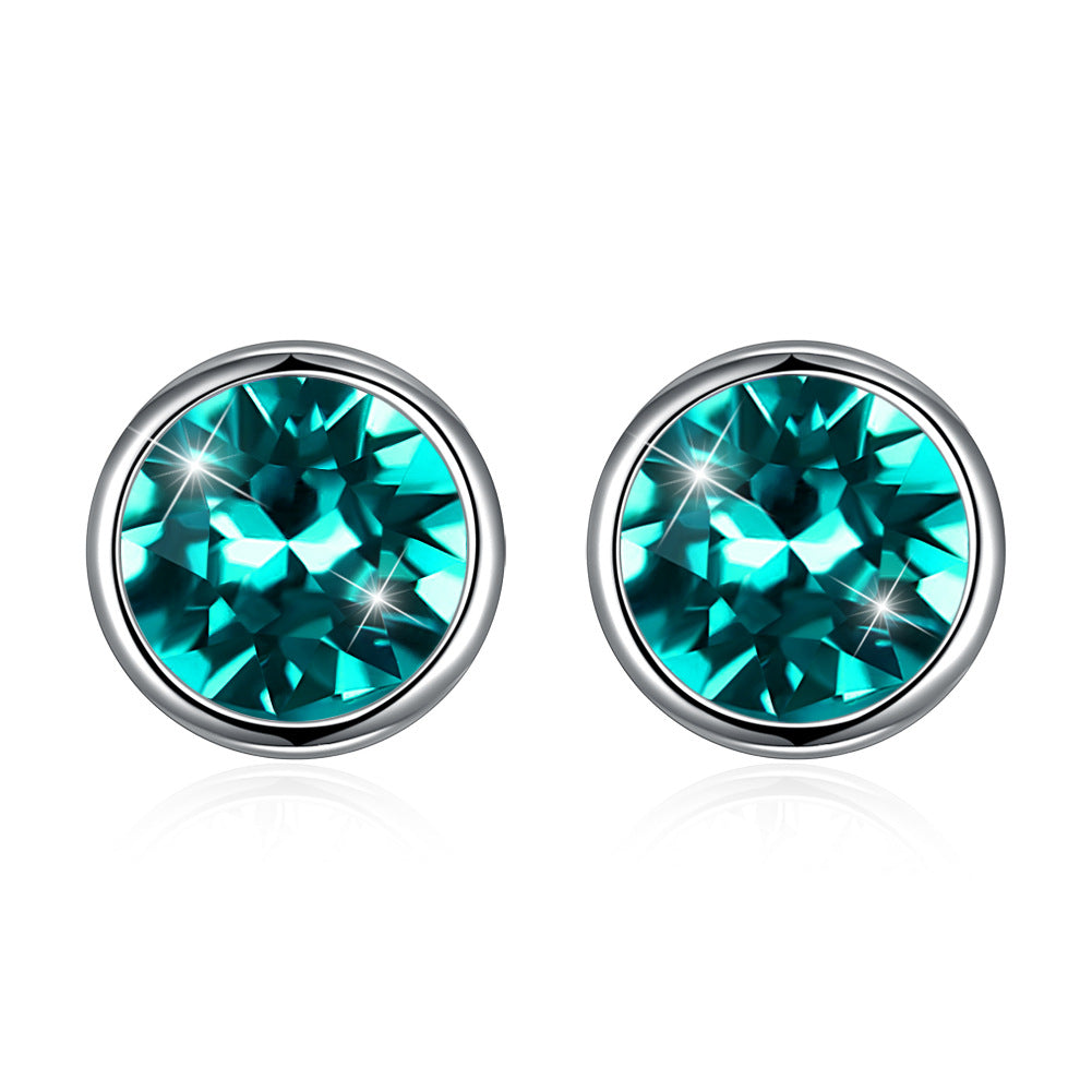 Austria uses crystal earrings, European and American earrings, earrings, Sterling Silver 925 geometric studs.
