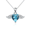 Austrian Crystal 100% Genuine 925 Sterling Silver Necklace Angel Love Of Wings Jewelry Heart Pendant Necklaces For Woman