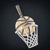 Austrian Rhinestone Inlaid Basketball Pendant Necklace Men's Necklace Watch Metal Hip Hop Jewelry Accessories Party Gift