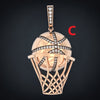 Austrian Rhinestone Inlaid Basketball Pendant Necklace Men's Necklace Watch Metal Hip Hop Jewelry Accessories Party Gift