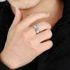 Austrian Rhinestone Inlaid Frosted Surface Men's Ring Metal Opening Adjustable Wedding Ring Accessories Party Jewelr