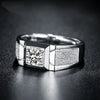 Austrian Rhinestone Inlaid Frosted Surface Men's Ring Metal Opening Adjustable Wedding Ring Accessories Party Jewelr