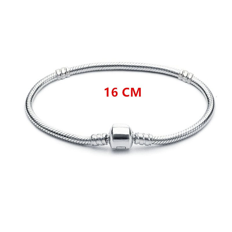 Authenetic 925 Sterling Silver Bracelet Snake chain Lobster Clasp Basic Bracelet Bangle Fit Women Bead Charm DIY Europe Jewelry