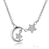 Authentic 100% 925 Sterling Silver Moon Star Exquisite Women's Pendant Necklace Luxury Fashion Jewelry Party Anniversary Gifts