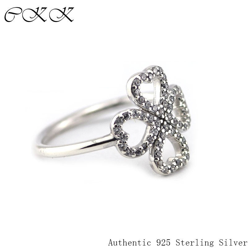 Authentic 925 Sterling Silve Petals of Love Ring With Clear CZ for Women DIY Fine Jewelry SR074