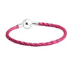 Authentic 925 Sterling Silver Ball Clasp Bracelets With Purple Leather for Women Fit Charm Beads DIY Fine Jewelry SLE501