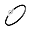 Authentic 925 Sterling Silver Barrel Clasp Bracelets With Black Leather for Women Fit Charm Beads DIY Fine Jewelry SLE001