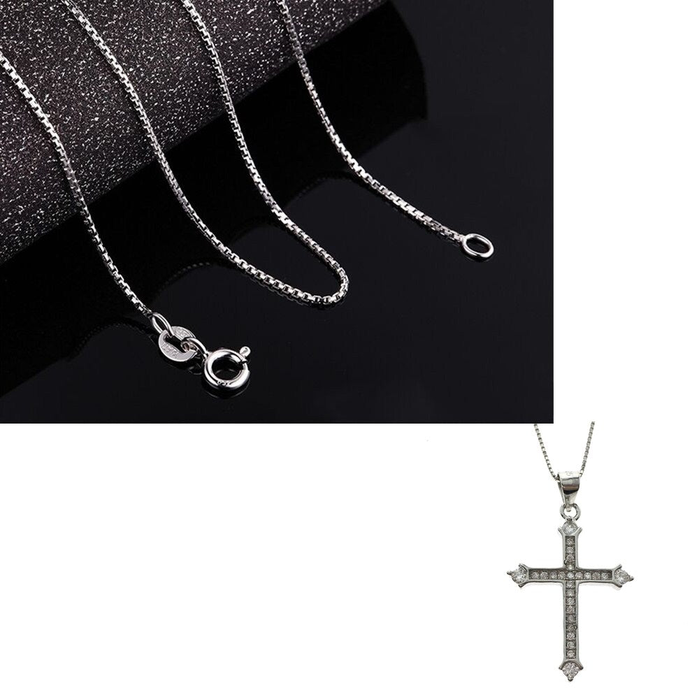 Authentic 925 Sterling Silver Cross Necklaces Pendant Unisex sterling-silver-jewelry Fashion Statement Necklace For Women