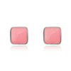 Authentic 925 Sterling Silver Geometric Classic Square Color Copal Stud Earrings for Women Fine Jewelry Bijoux