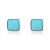 Authentic 925 Sterling Silver Geometric Classic Square Color Copal Stud Earrings for Women Fine Jewelry Bijoux