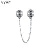 Authentic 925 Sterling Silver Heart Safety Chain Charm Beads Fit Original European Charm Bracelet Women for Fine Jewelry Making