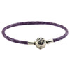 Authentic 925 Sterling Silver Jewelry Bright Purple Leather Bracelets
