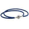 Authentic 925 Sterling Silver Jewelry Dark Blue Leather Bracelets