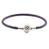 Authentic 925 Sterling Silver Jewelry Dark Purple Leather Bracelets