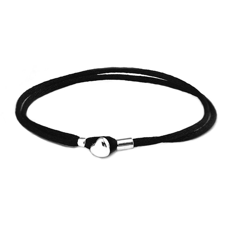 Authentic 925 Sterling Silver Jewelry Fabric Cord Bracelet, Black for Women DIY Jewelry Making SL801