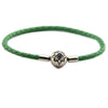 Authentic 925 Sterling Silver Jewelry Green Leather Bracelets