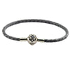 Authentic 925 Sterling Silver Jewelry Grey Leather Bracelets