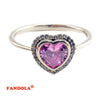 Authentic 925 Sterling Silver Jewelry Heart Ring with Pink Cubic Zirconia